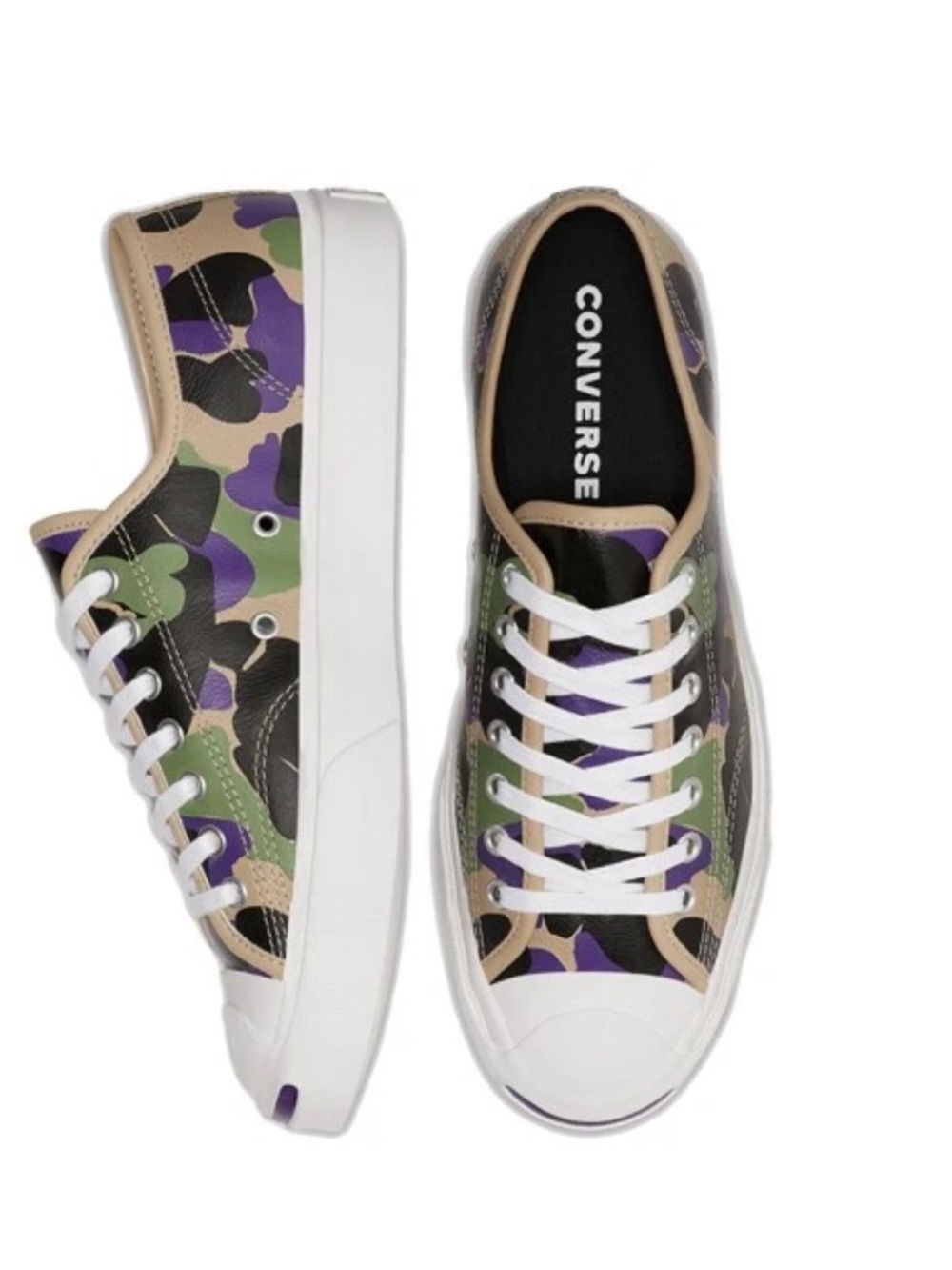 Converse Jack Purcell Low Candied Ginger Camo Sneakers Purple Green Leather 7 - Picture 11 of 15